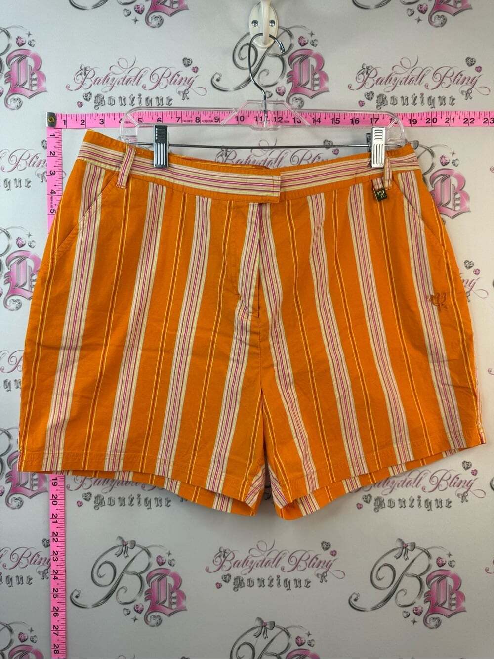 CLUB MED shorts vintage stripes Striped Orange Women's Athletic Shorts